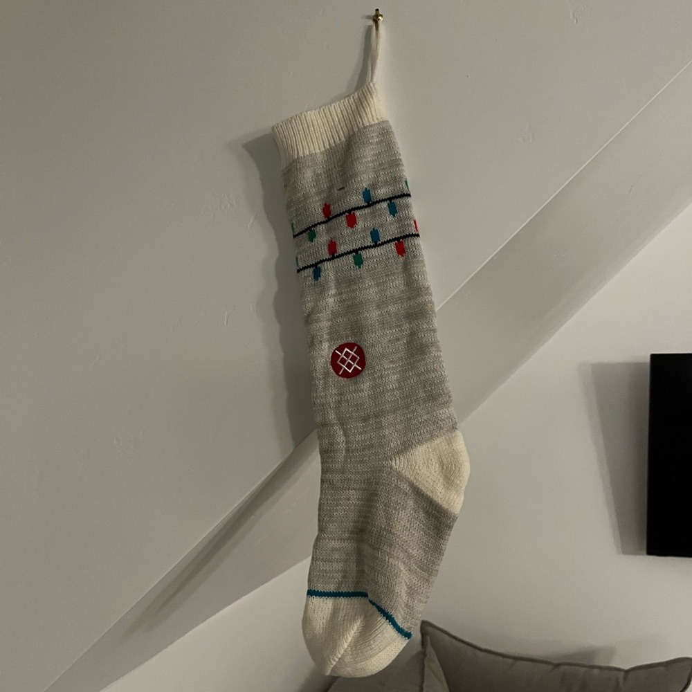 Stance It’s Snow Lit Holiday Christmas Stocking Lights Gray Cream/Off White NEW